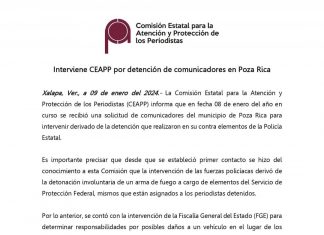 Interviene CEAPP por detención de comunicadores en Poza Rica