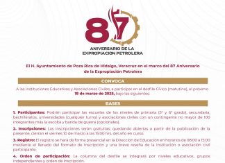 Invitan escuelas a participar en Desfile Cívico del 18 de Marzo
