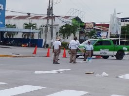 Tránsito del Estado refuerza la seguridad vial con trabajos de balizamiento en Coatzintla