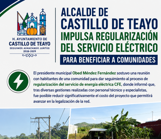 ALCALDE DE CASTILLO DE TEAYO IMPULSA REGULARIZACIÓN DEL SERVICIO ELÉCTRICO PARA BENEFICIAR A COMUNIDADES
