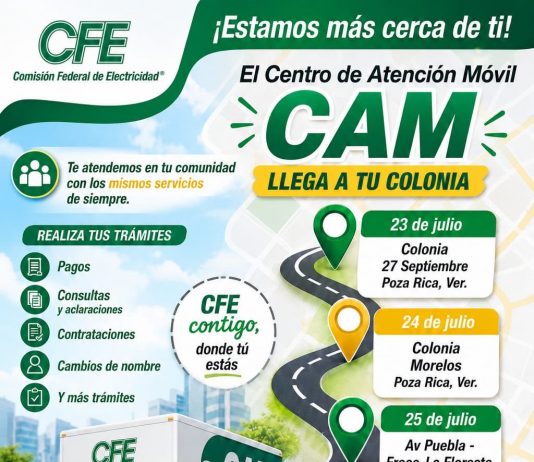 CFE LLEVARÁ SU CENTRO DE ATENCIÓN MÓVIL A CINCO SECTORES DE POZA RICA
