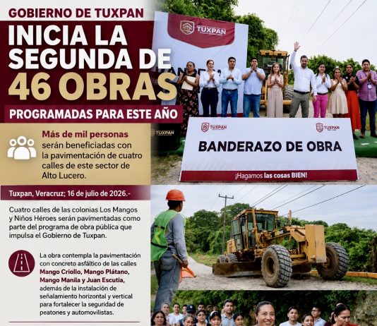 Gobierno de Tuxpan inicia la segunda de 46 obras programadas para este año