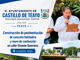 INICIA GOBIERNO DE CASTILLO DE TEAYO PAVIMENTACIÓN CON CONCRETO HIDRÁULICO Y MURO DE CONTENCIÓN EN LA LOCALIDAD DE TEAYO