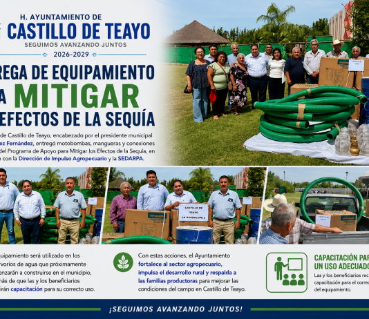 GOBIERNO DE CASTILLO DE TEAYO FORTALECE AL CAMPO CON ENTREGA DE EQUIPAMIENTO PARA MITIGAR LOS EFECTOS DE LA SEQUÍA