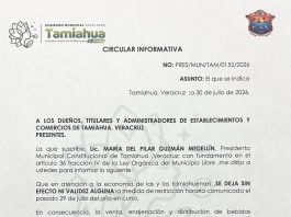 GOBIERNO DE TAMIAHUA MANTIENE HORARIOS HABITUALES PARA LA VENTA DE BEBIDAS ALCOHÓLICAS