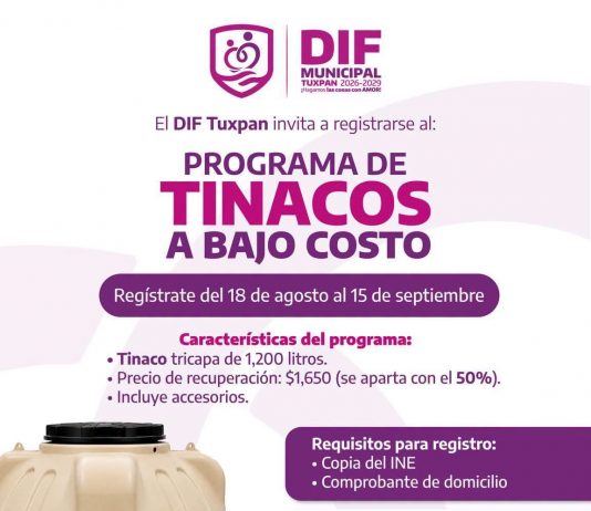 DIF TUXPAN ABRE PROGRAMA DE TINACOS A BAJO COSTO PARA APOYAR A LAS FAMILIAS
